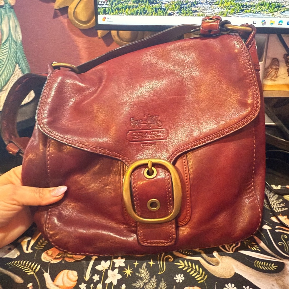 Coach Burgundy Leather Shoulder Bag